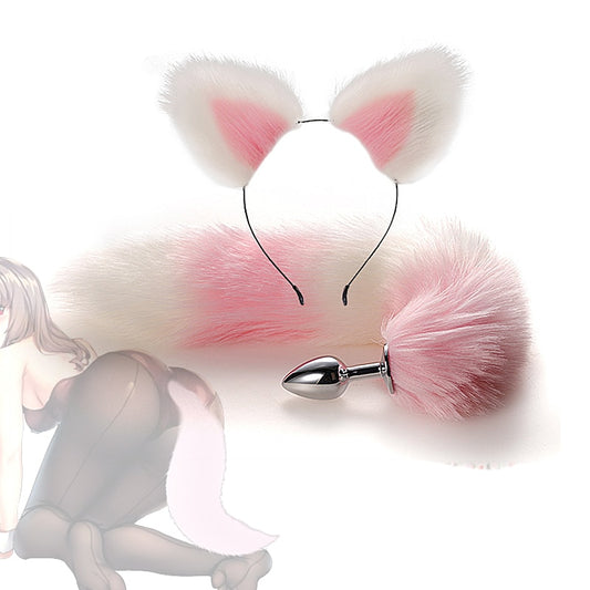 Sexy Fox Metal Butt Plug Tail Set with Hairpin Kit 4 Colors Anal Butt Plug Tail for Couple Cosplay